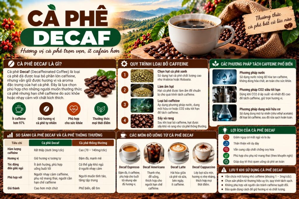 Cà phê Decaf là gì? Cách chọn và pha khi muốn giảm caffeine
