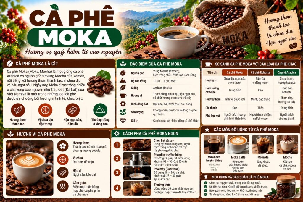 Cà phê Moka: Hương vị, giá tham khảo và cách chọn đúng
