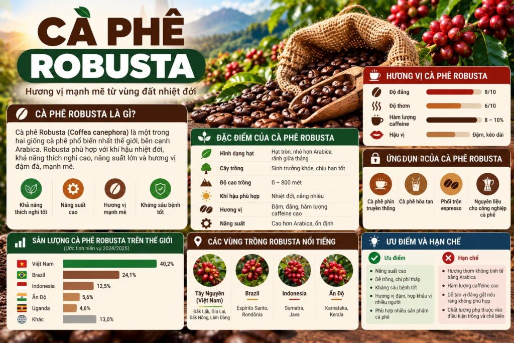 Cà phê Robusta là gì? Hương vị, vùng trồng và cách chọn