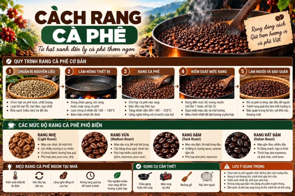 Cách rang cà phê tại nhà bằng chảo: từng bước cho người mới