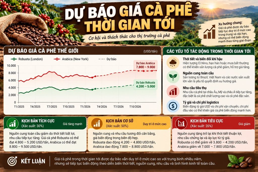 Dự báo giá cà phê trong thời gian tới